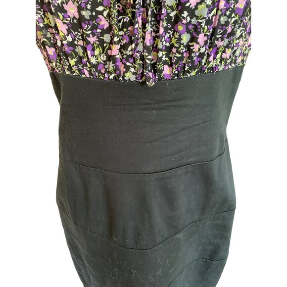 ๐ 2/$20 ๐ Black A line Dress with Floral Slightly Ruffled Top sz 13 - Picture 6 of 8
